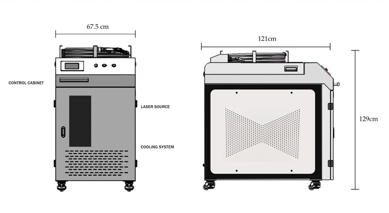 1500W Fiber Laser Cleaning Machine with Continuous Laser for Rust Removing Post Weld Treatment Oil and Grease Removal Paint Stripping Pretreatment Parts